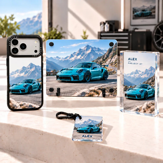 Complete Set: phone case, acrylic block, key board and one centred RoboTap NFC keychain