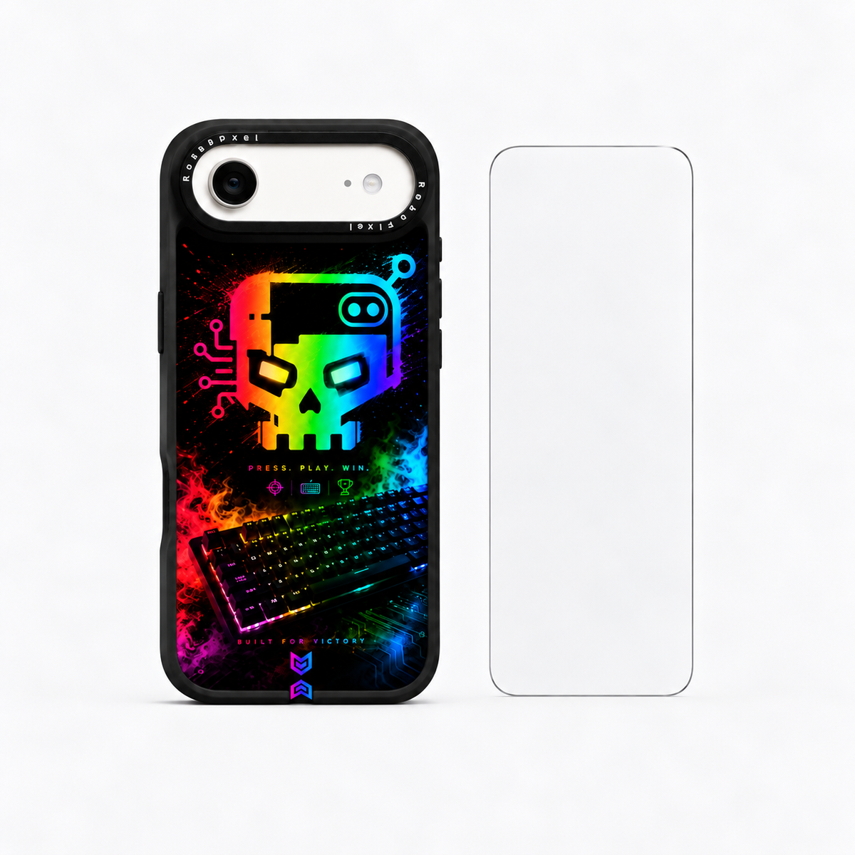 The Protection Pack — Cyber Skull-X for iPhone Air: phone case and one tempered glass screen protector