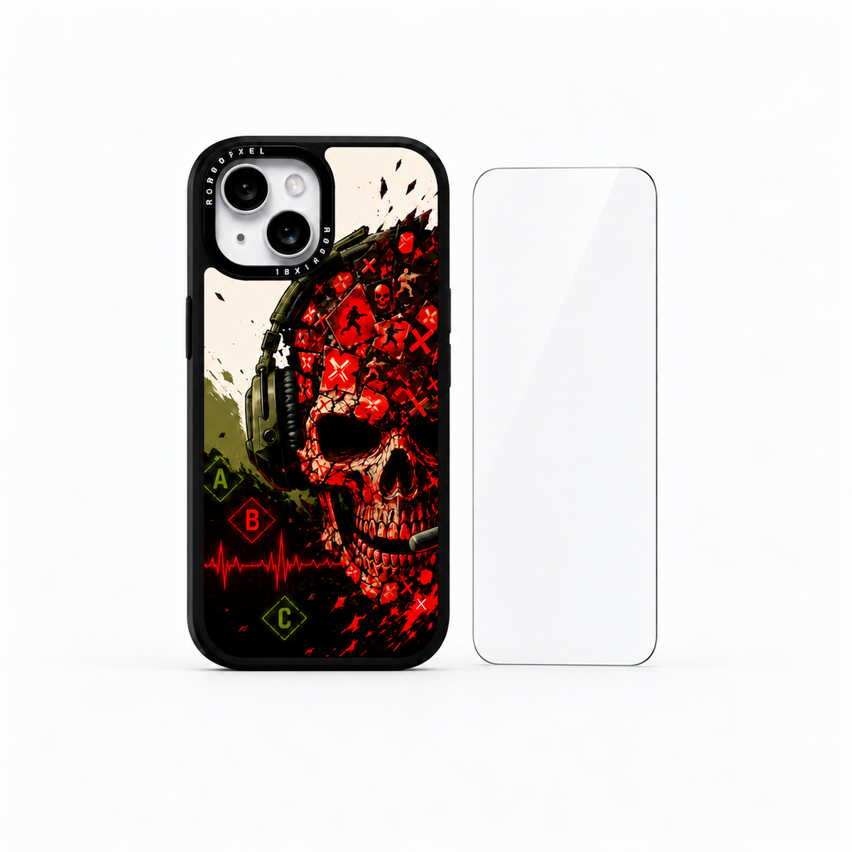 The Protection Pack — Kill Confirmed for iPhone 15 / iPhone 15 Plus: phone case and one tempered glass screen protector