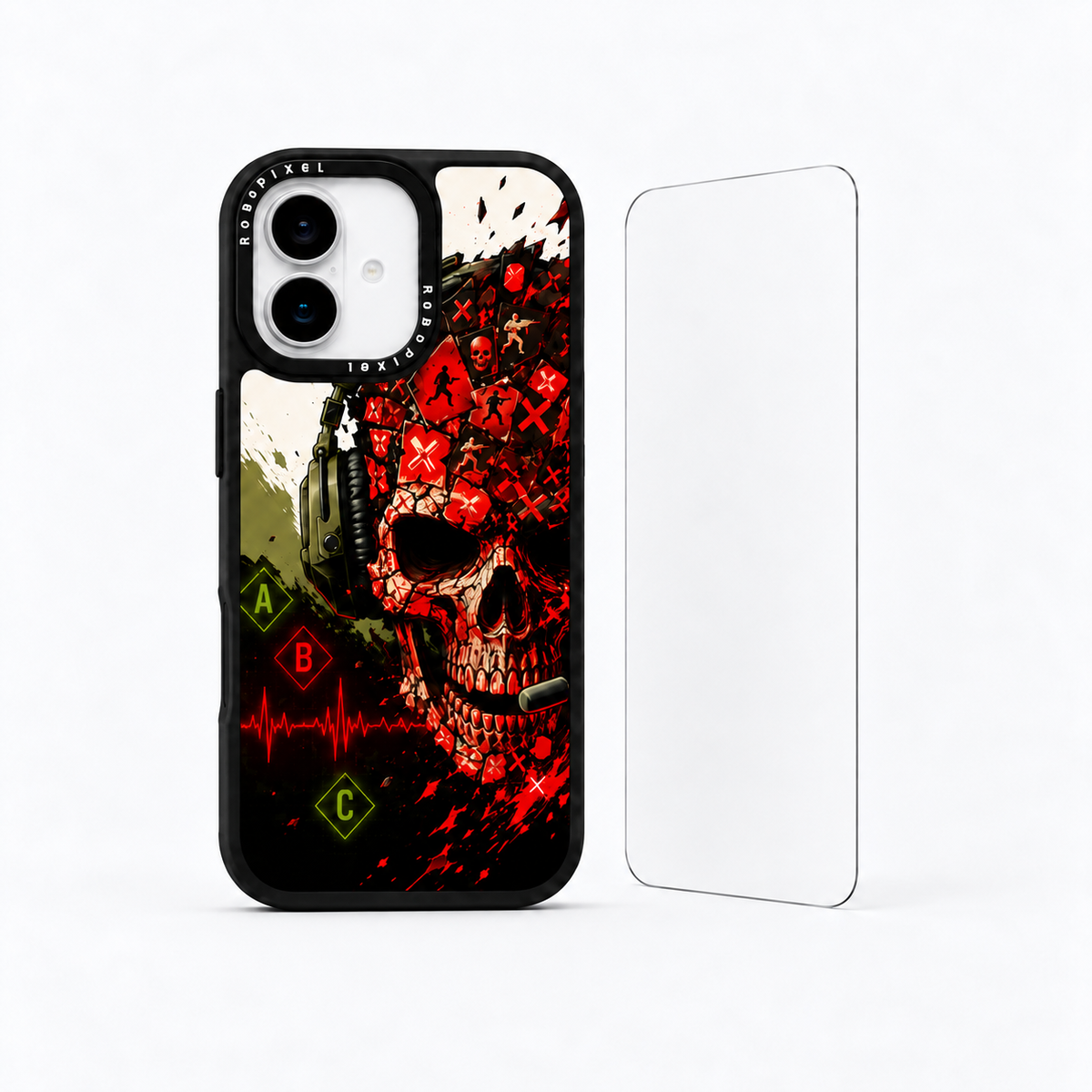 The Protection Pack — Kill Confirmed for iPhone 16 / iPhone 16 Plus: phone case and one tempered glass screen protector