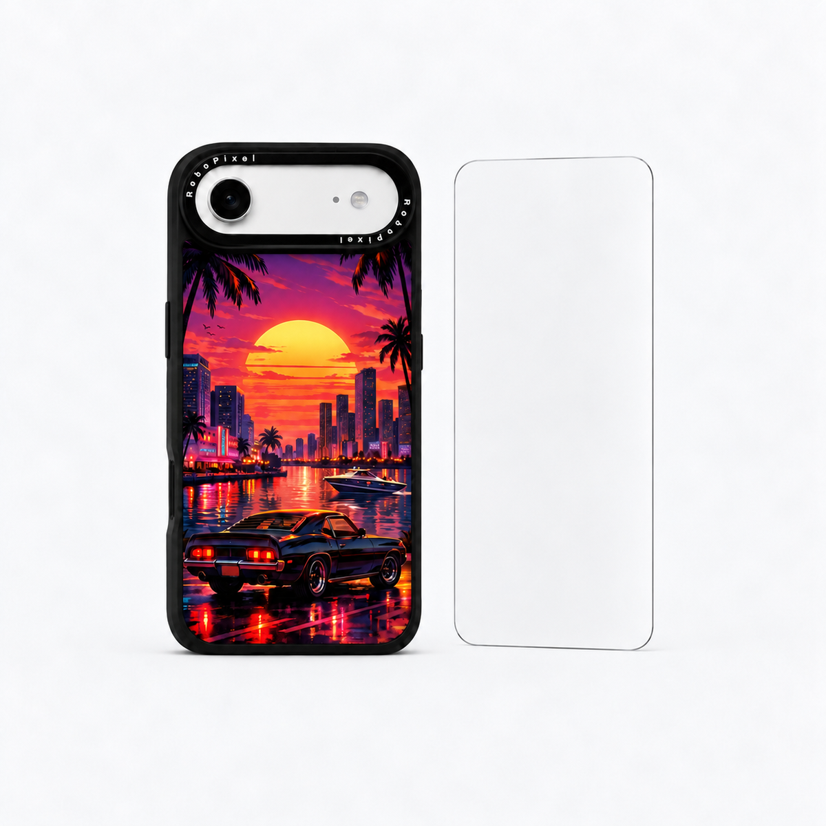 The Protection Pack — Miami Sunset for iPhone Air: phone case and one tempered glass screen protector