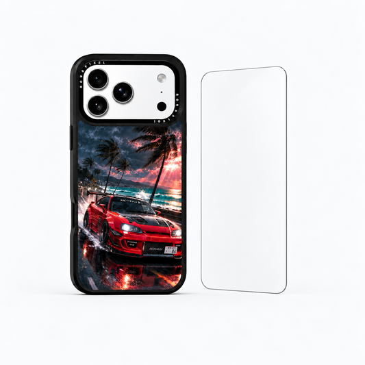 The Protection Pack — Neon Monsoon for iPhone 17 Pro / iPhone 17 Pro Max: phone case and one tempered glass screen protector
