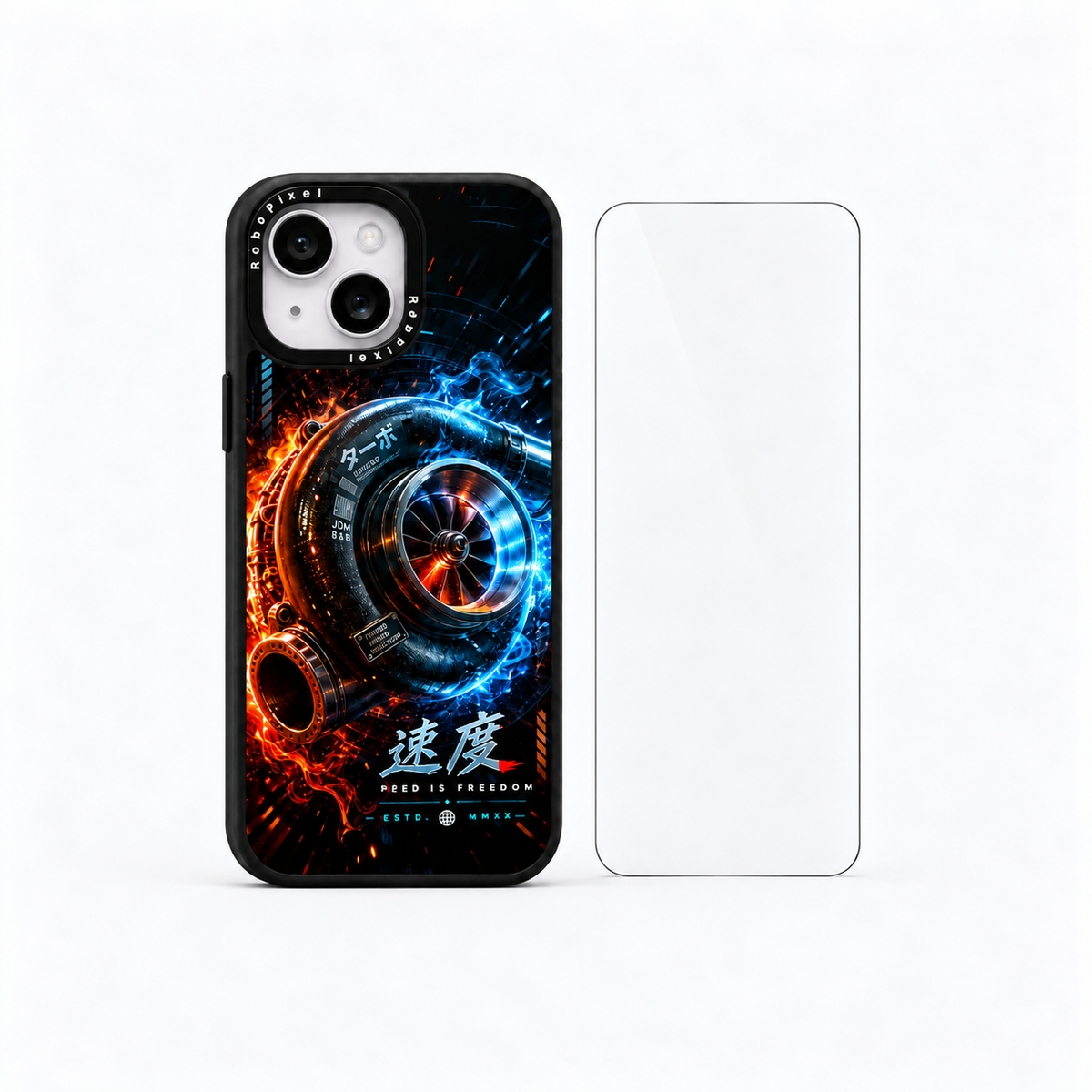 The Protection Pack — Velocity Core for iPhone 15 / iPhone 15 Plus: phone case and one tempered glass screen protector