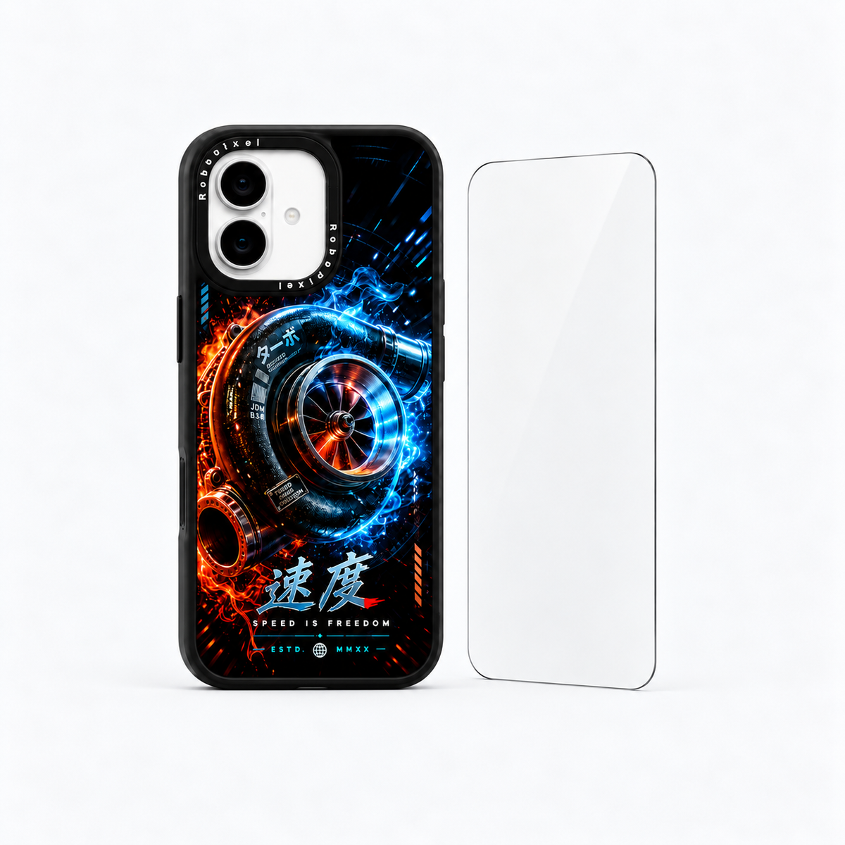 The Protection Pack — Velocity Core for iPhone 16 / iPhone 16 Plus: phone case and one tempered glass screen protector