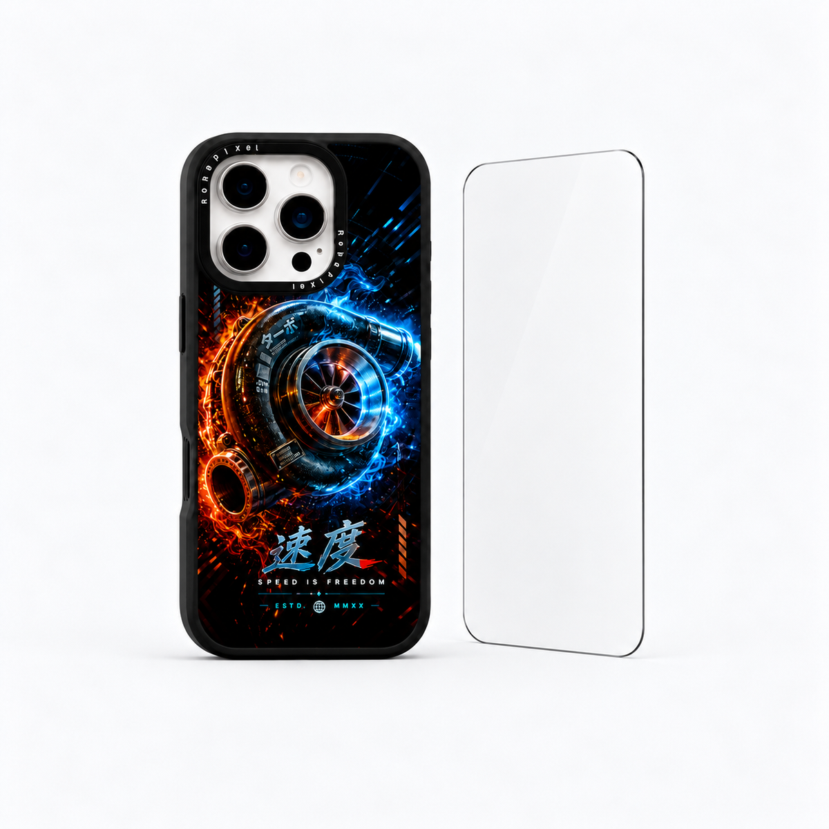 The Protection Pack — Velocity Core for iPhone 16 Pro / iPhone 16 Pro Max: phone case and one tempered glass screen protector