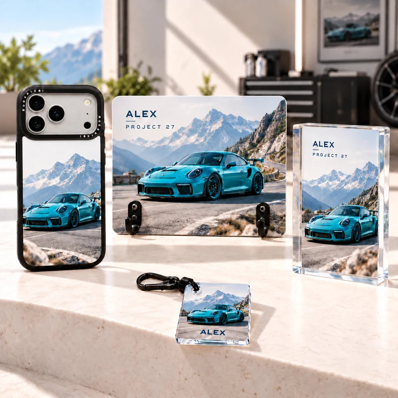 Complete Set with phone case, acrylic block, key board, one opaque RoboTap Keychain